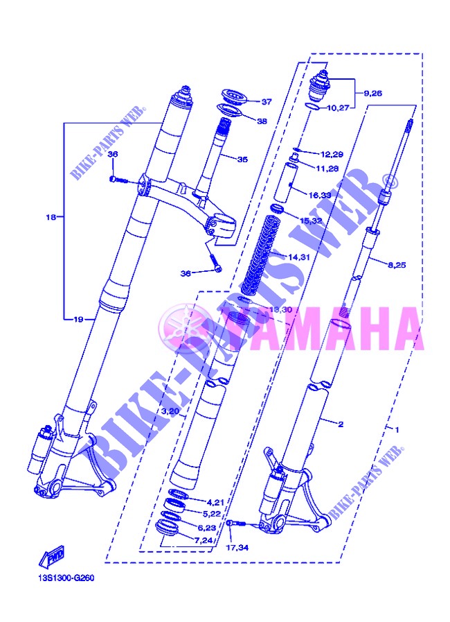FORCELLA ANTERIORE per Yamaha YZF-R6 2013