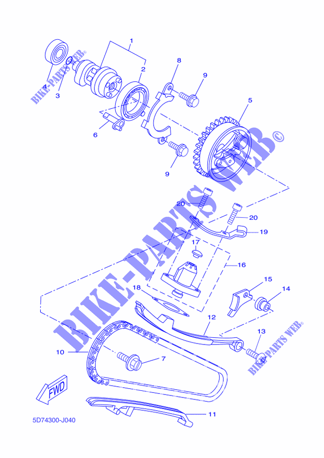 ALBERO A CAMME / CATENA per Yamaha WR 125 R 2014