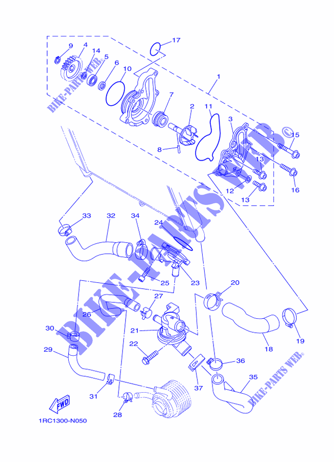 POMPA ACQUA / TUBO per Yamaha MT-09 TRACER ABS RACE BLUE 2015