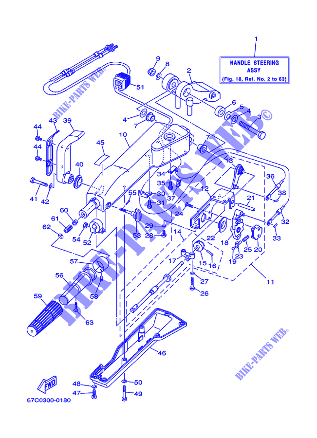 STERZO per Yamaha F40B Manual Start, Tiller Handle, Hydro Trim & Tilt, Shaft 20
