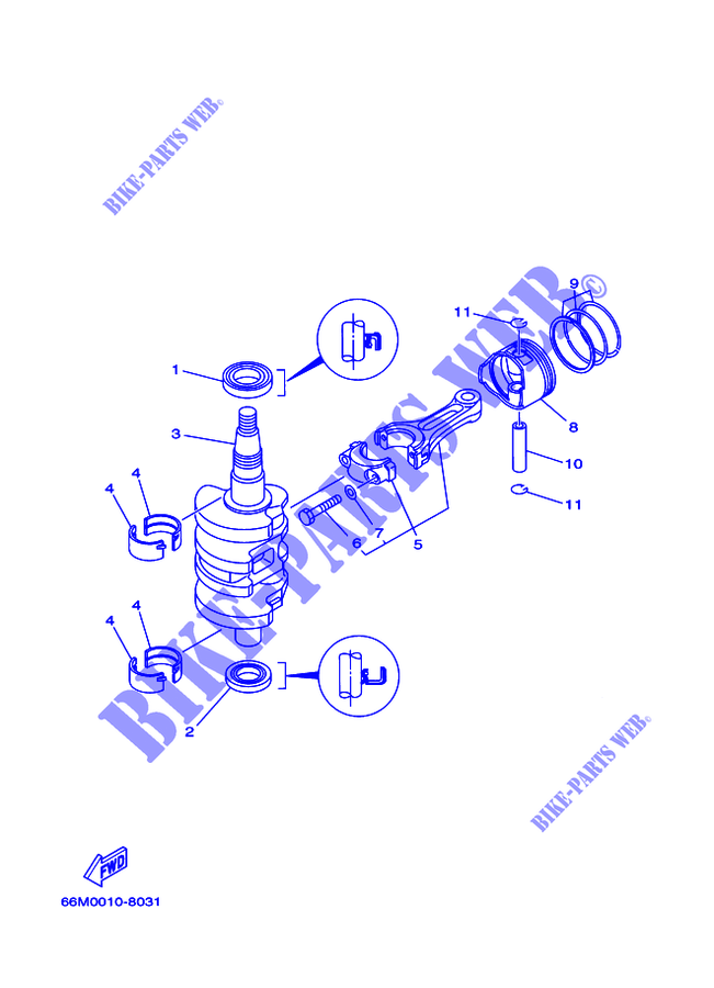 ALBERO MOTORE / PISTONE per Yamaha F15A Electric Starter, Tiller Handle, Manual Tilt, Shaft 15