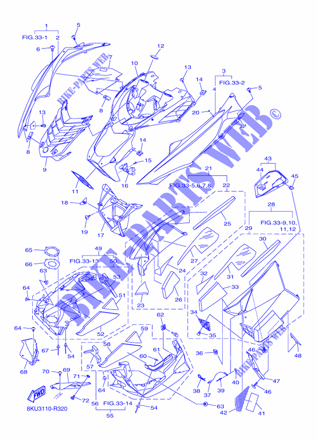 CARROZZERIA ANTERIORE per Yamaha SRVIPER M-TX 162 2016