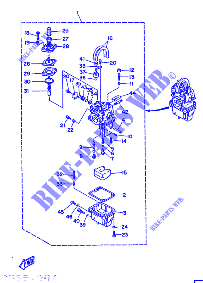 CARBURATORE per Yamaha F8B 4 Stroke, Manual Start 1987