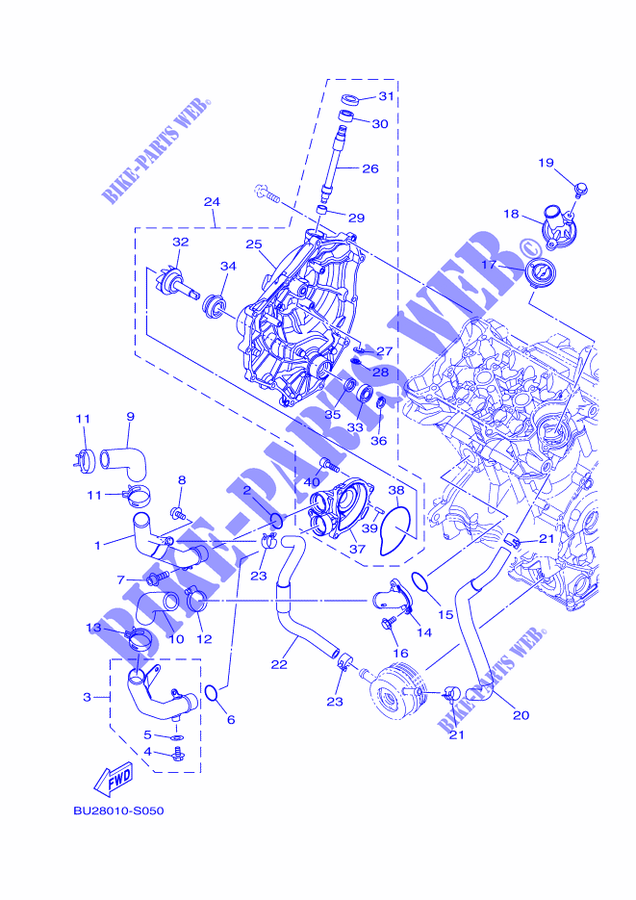 POMPA ACQUA / TUBO per Yamaha MT-07 A2 35KW 2021